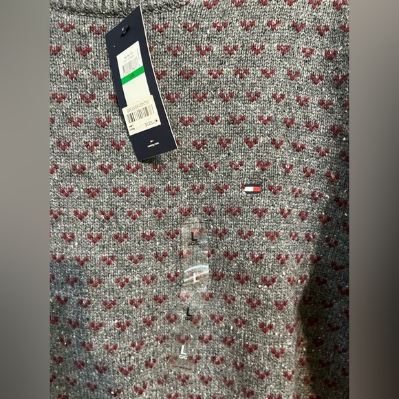 Tommy Hilfiger Gray and Red Patterned Sweater - Picture 4 of 11
